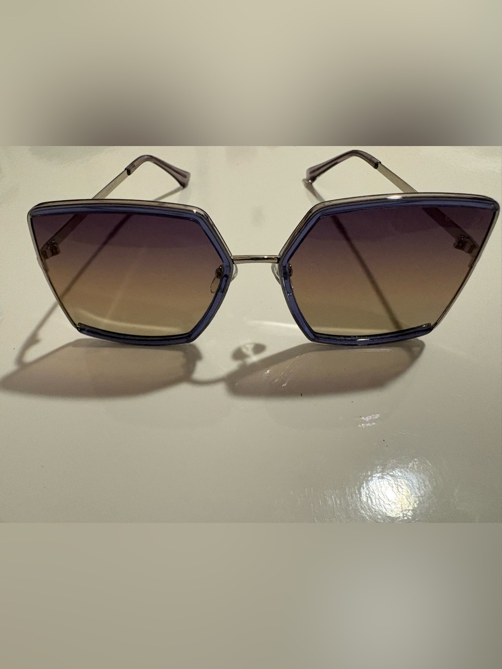 Stylish Geometric Gradient Lens Sunglasses - purple Frames
